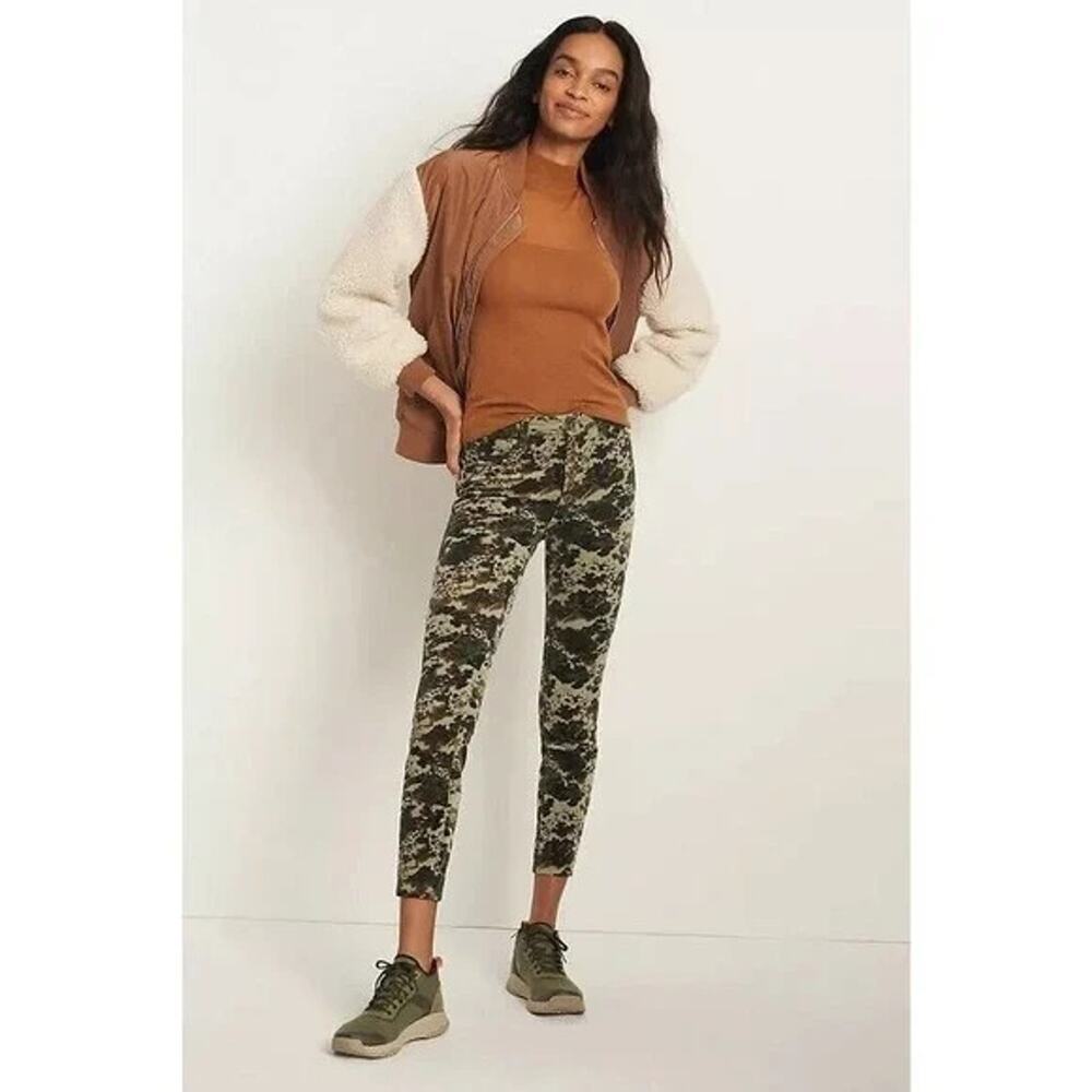 NWT Anthropologie Pilcro HR Button-Fly Skinny Corduroy Pants Size 27 Green 7F457